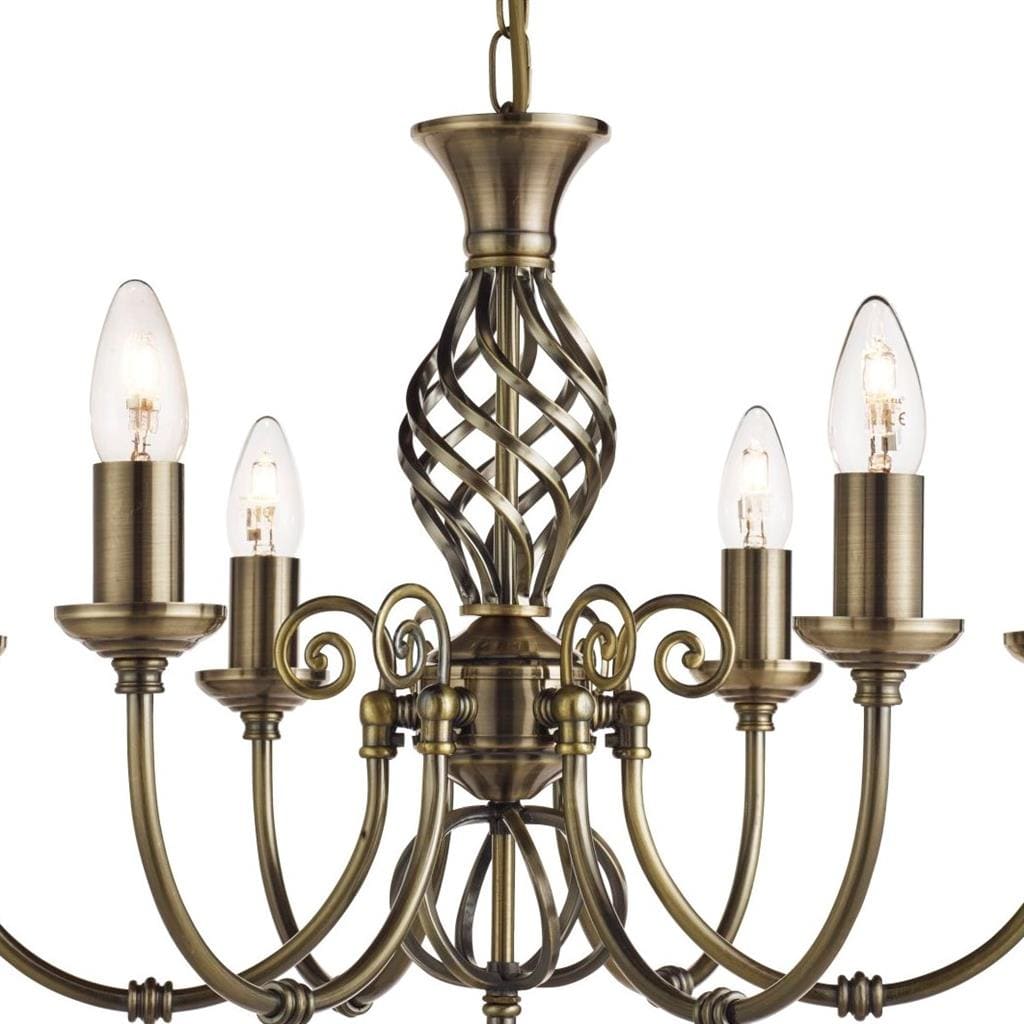 Searchlight Zanzibar 6Lt Pendant - Antique Brass Metal 8396-6